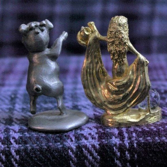 Pewter Figurines Lot of Two Rawcliffe Spoontiques Pig and Woman - Picture 2 of 3